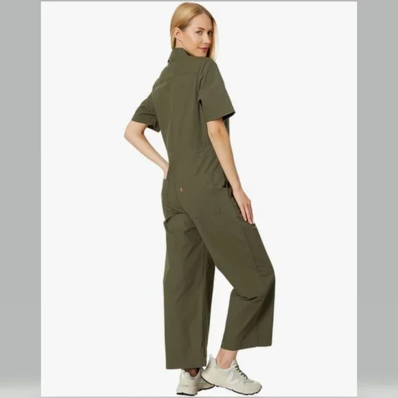Levi's Short Sleeve Boilersuit Free People Army Green NWT - Picture 6 of 15